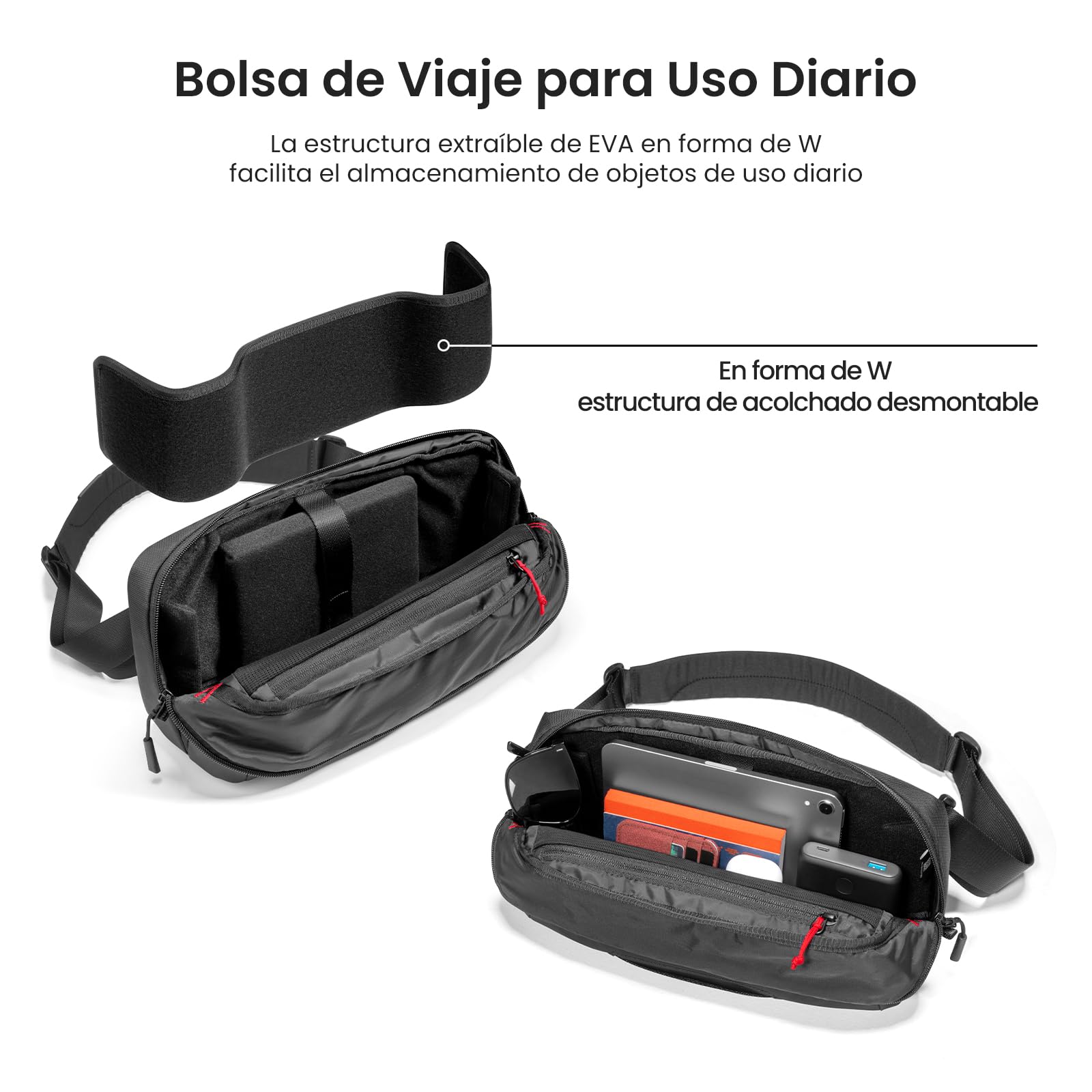 tomtoc Funda de Transporte para Consolas Steam Deck (OLED)/Nintendo Switch 2/ROG Xbox Ally (X)/PS Portal/MSI Claw 8/7 AI+ y Accesorios, Bolsa Protectora para Adaptador de AC, Ligera Bolsa de Viaje