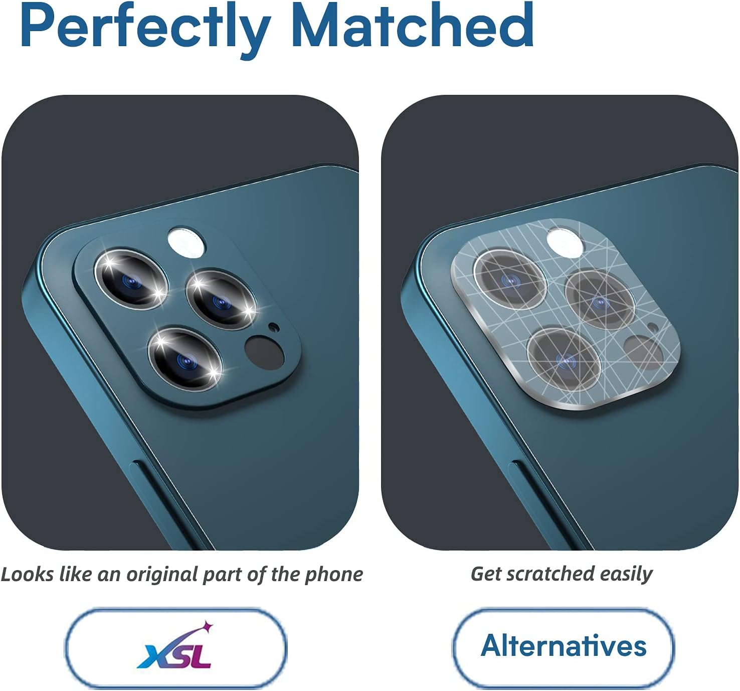 [2 Pack] Camera Lens Protector Compatible with iPhone 12 Pro Max (6.7 inch) - Pacific Blue [Alloy Frame] [Tempered Glass] [Light Weight] [Easy to Install] [Case Friendly] [One Piece Design] [New Version]