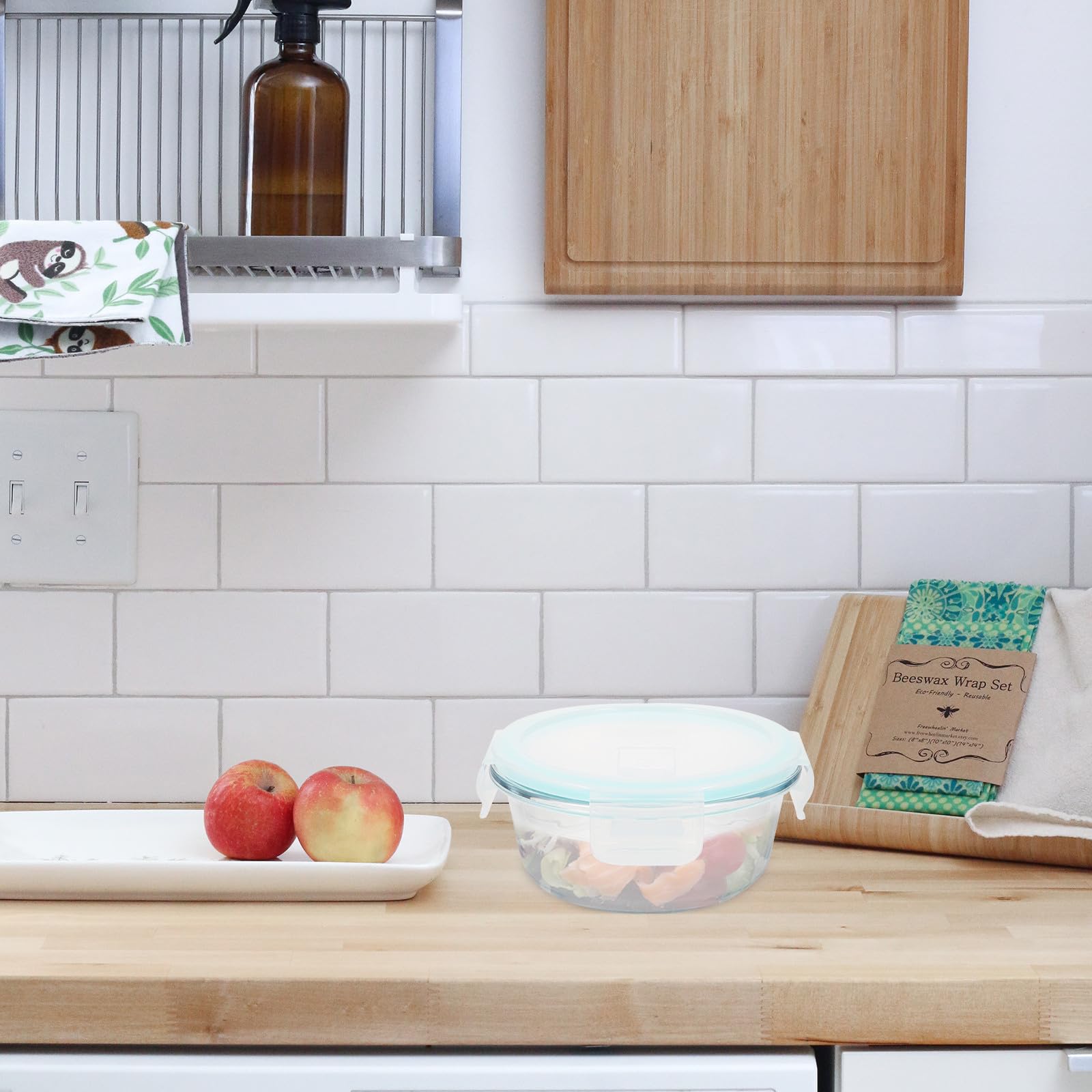 Contenedor de Alimentos Redondo 3 Piezas 400ml de Vidrio Blanco