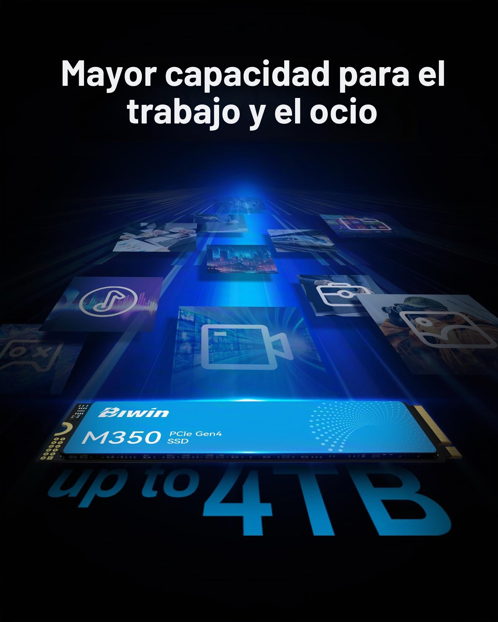 BIWIN SSD M350 de 2 TB, SSD PCIe 4.0 NVMe M.2, hasta 6.000 MB/s, gestión térmica de grafeno y HMB, unidad de estado sólido de interfaz PCIe Gen4x4, compatible con computadoras de escritorio, laptop