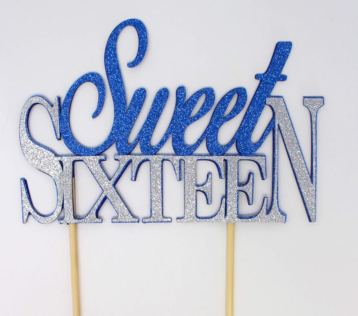 All About Details Sweet Sixteen Cake Topper (Blue & Silver) Amazon.co