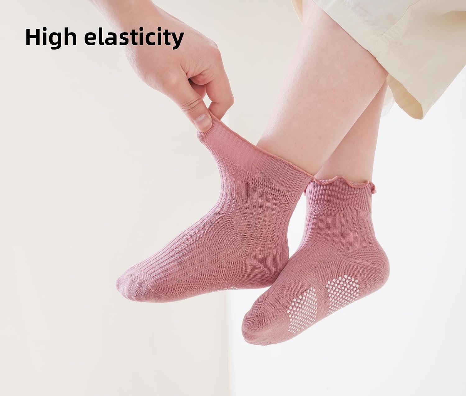 8 Pairs Girls Frilly socks toddler Ruffle Socks Baby Grip Socks