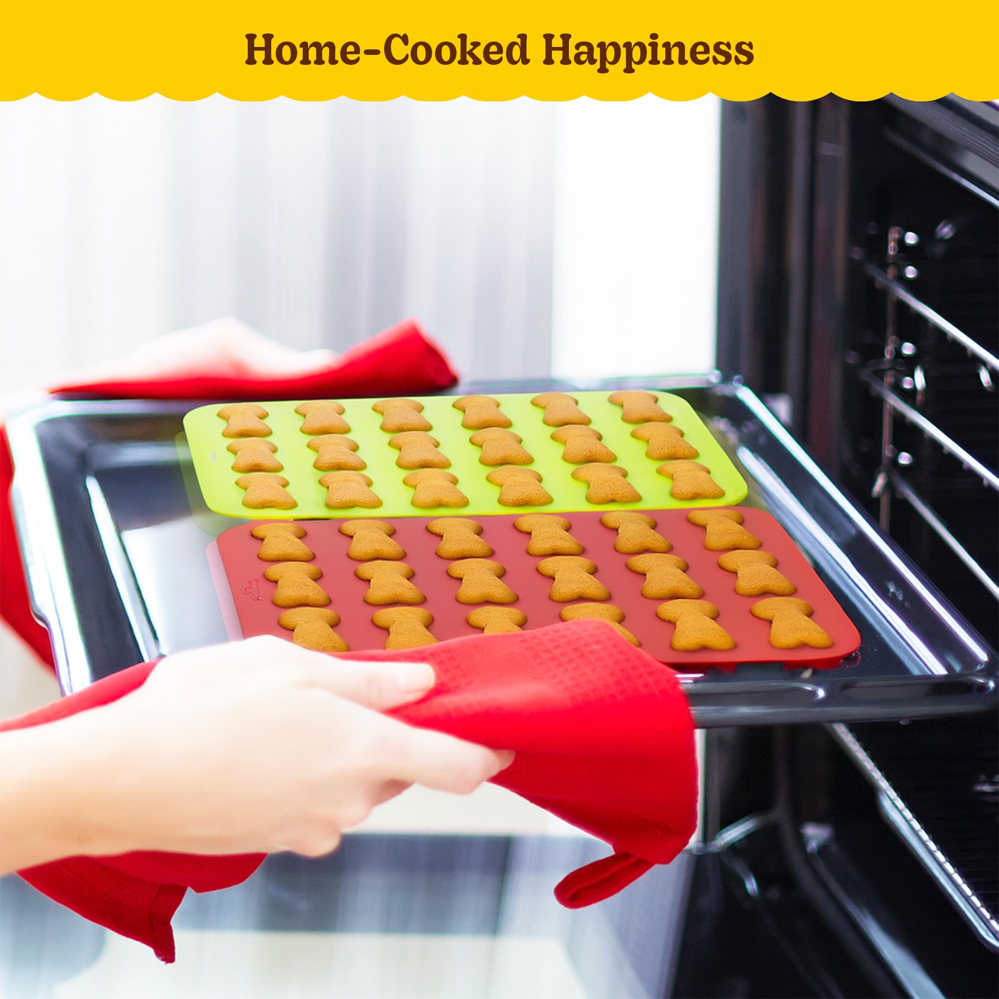BoneItUp Juego de golosinas caseras para perros, moldes de silicona, cortadores de galletas con recetas saludables aprobadas por veterinarios, golosinas para cachorros con patas y huesos, bandejas de