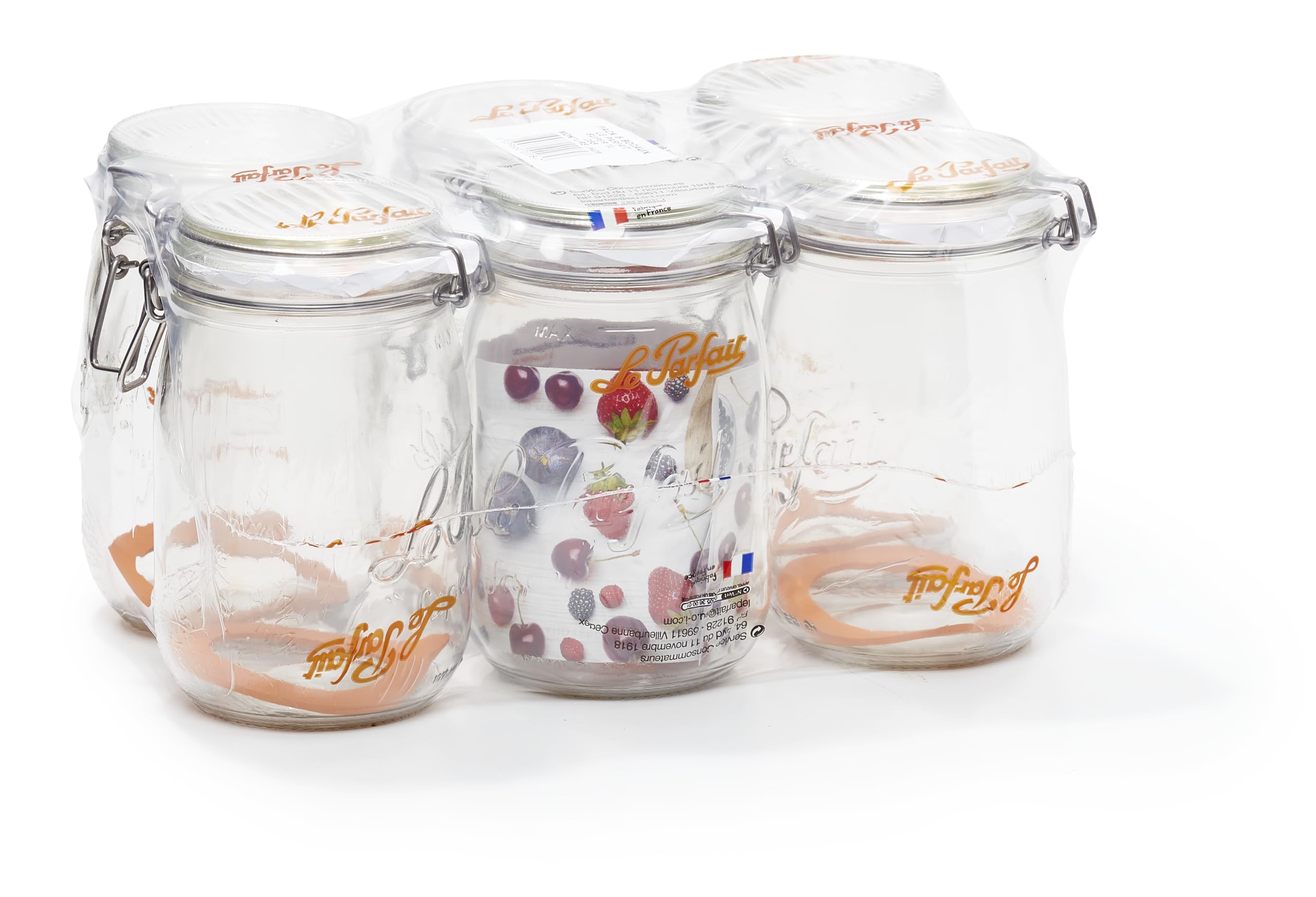 Le Parfait 3219002 Tarro hermeticos, 1 l, transparente, pack de 6