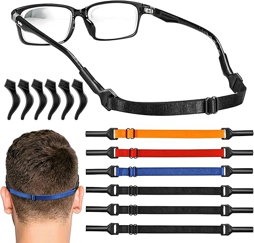 Vastar Correas para lentes 6 piezas de retenedor ajustable para gafas, correa de gafas de sol sin cola, correas de soporte para gafas para hombres,