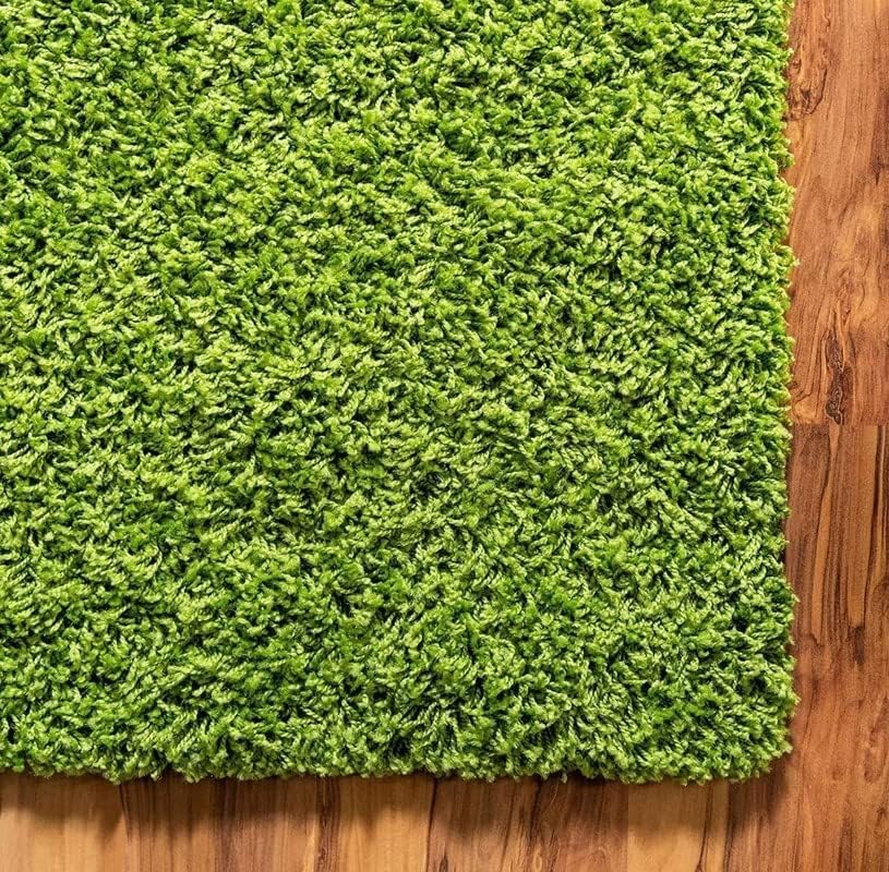 Image of RUG ERA Shaggy Carpet for Living Room 8X11 FEET Fluffy Rug for Bedroom Floor Modern Non-Slip Floor Mat & Galicha for Home Decor | Cozy Area Carpet (Plain Green)
