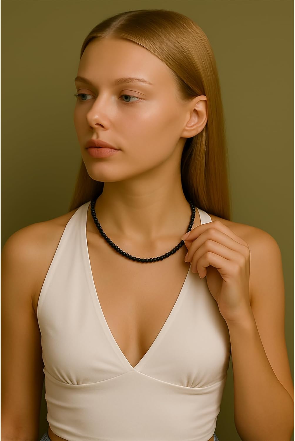 4mm Healing Natural Stone Beads necklace for Women Real Crystal Citrine Turquoise Moonstone lapis lazuli Rose quartz amethyst Obsidian Carnelian chocker necklace Gemstone necklaces Jewelry for Women - Image 4