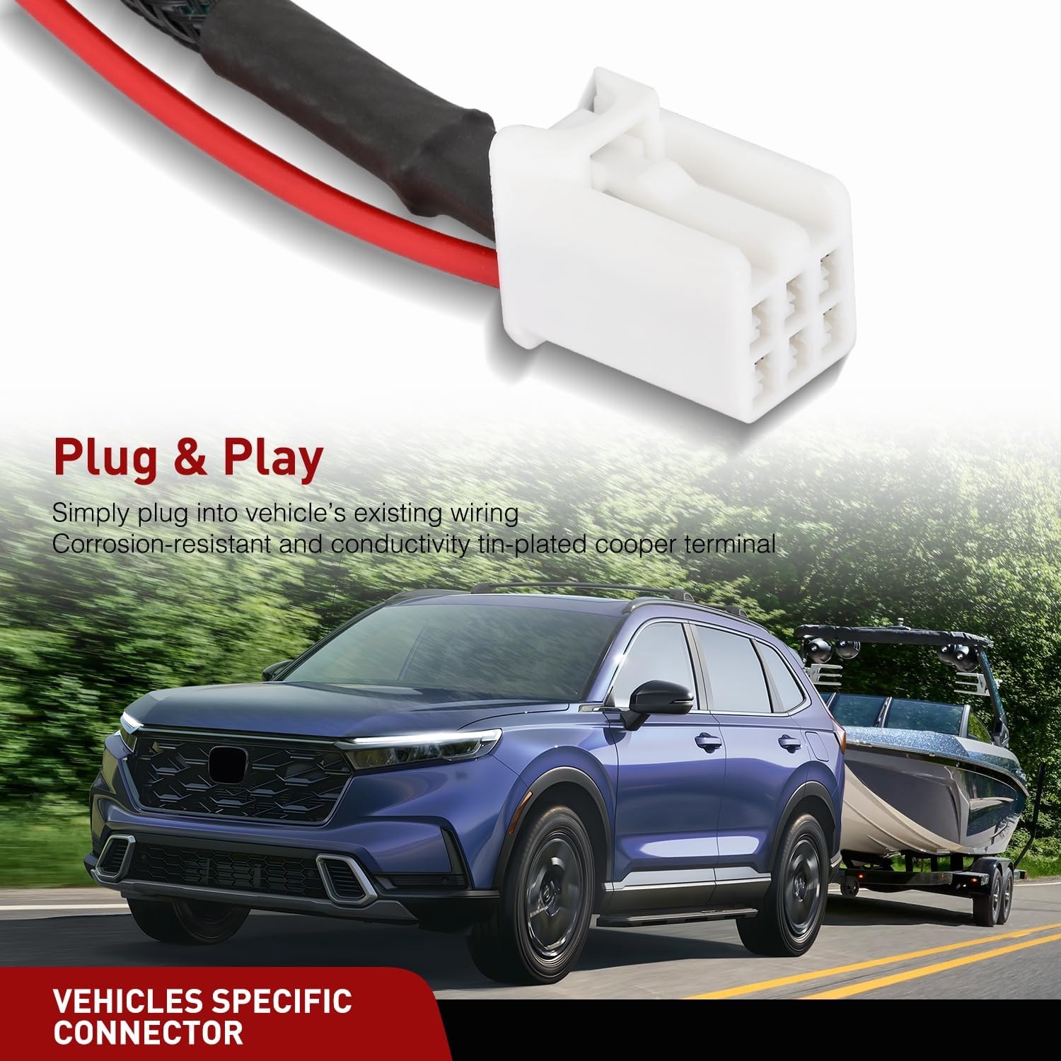 Nilight 4 Pin Trailer Wiring Harness Kit 56370 Vehicle Standard 4 Way Connector Custom for 2017 2018 2019 2020 2021 2022 2023 2024 2025 Honda CRV CR-V Simple Fit Tow Hitch Harness