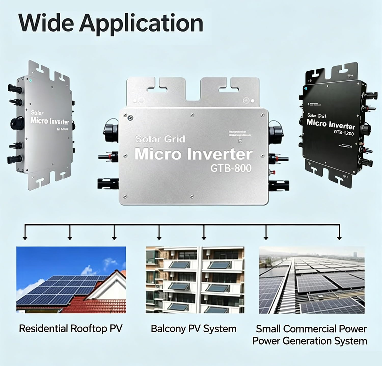 Inversor Solar Conectado A La Red En Miniatura 800W~2800W Plug and Play(Silver,2400w)