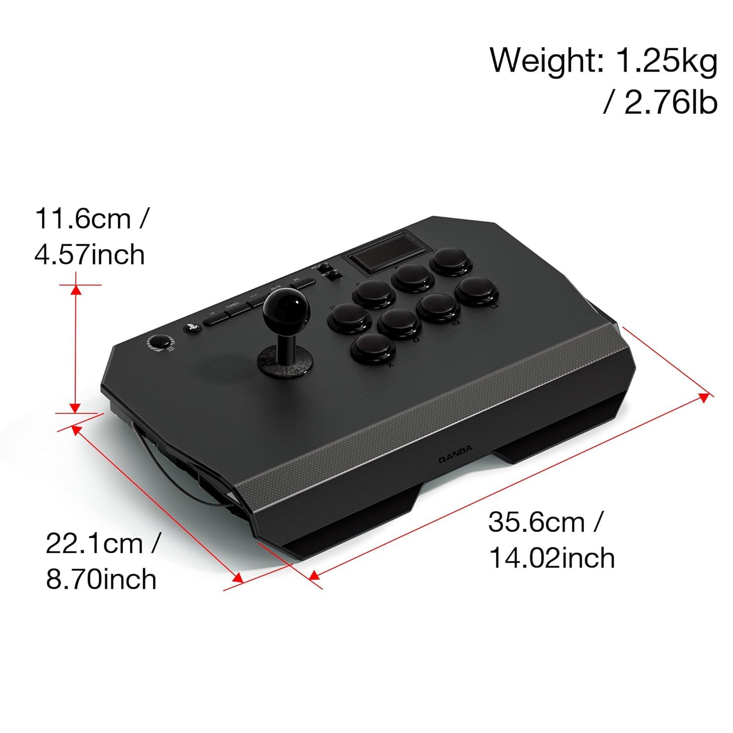 Qanba PlayStation 5 / PlayStation 4 / PC Arcade Joystick, 8 30mm Buttons, Touchpad, Headphone Jack, Black