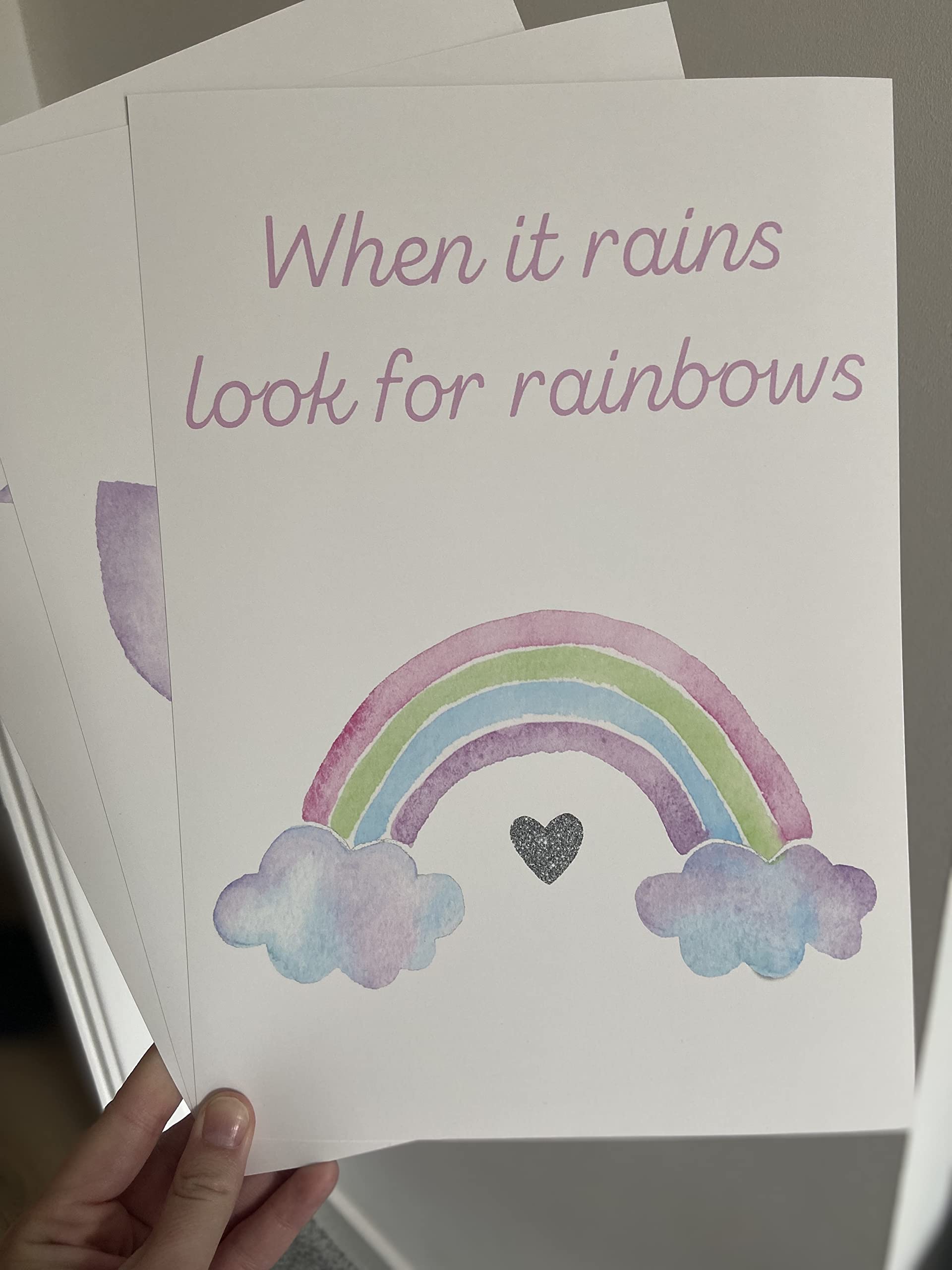 Eviepops Prints Unicorn Rainbow Stars Set Of 3 Unframed Poster Prints, Pink Purple Silver, Bedroom Decor - Image 2