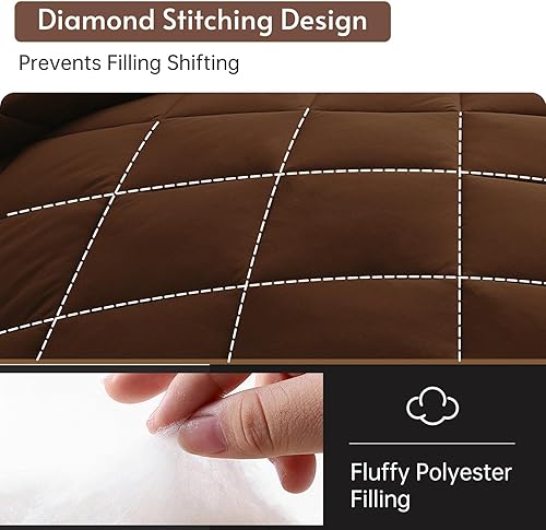 Miniatura 55 de MUXHOMO Juego de edredón Queen de 7 piezas, cama reversible en una bolsa, tamaño Queen, juego de ropa de cama para todas las estaciones con edredón
