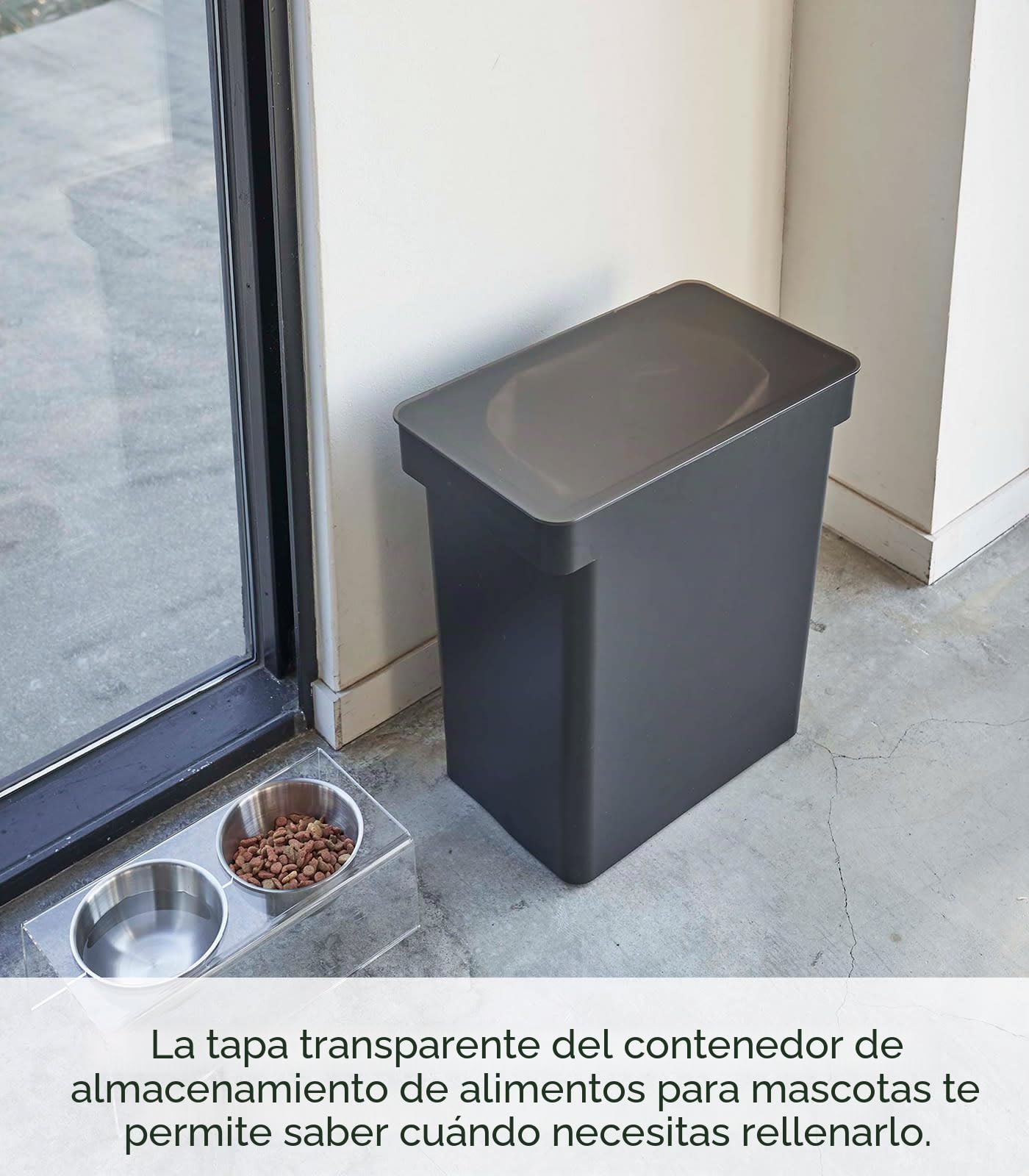 YAMAZAKI Contenedor hermético para almacenamiento de alimentos (polipropileno de 25 libras, extragrande, mascotas, color negro)
