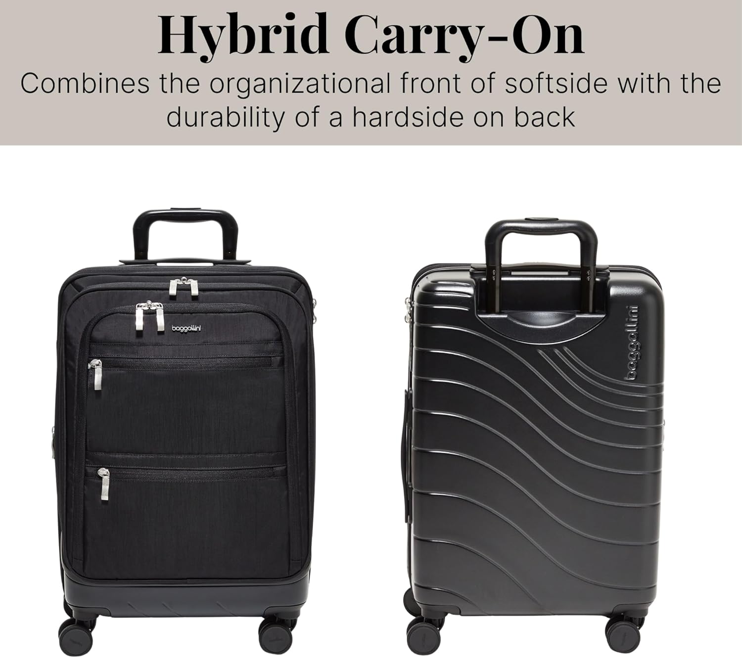 Baggallini Set Wave 22” 4 Wheel Hybrid Carry-On Luggage - Lightweight Carry On Suitcase with Wheels