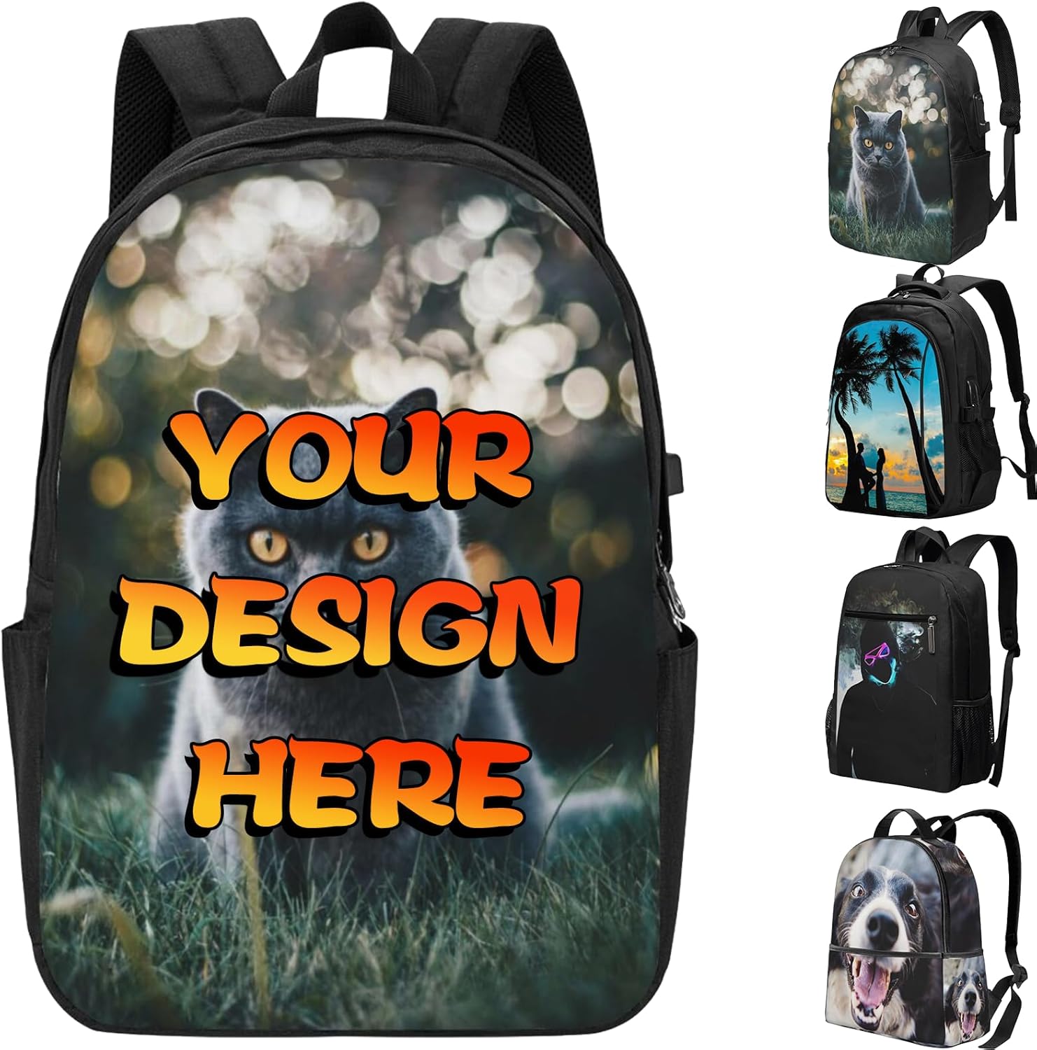Custom Backpack For Man Woman Laptop Backpack，Personalized Computer Backpack For Women Men，Add Your Own Photo Name Text Large Capacity Camping Casual Travel Backpack For Camping with USB Port