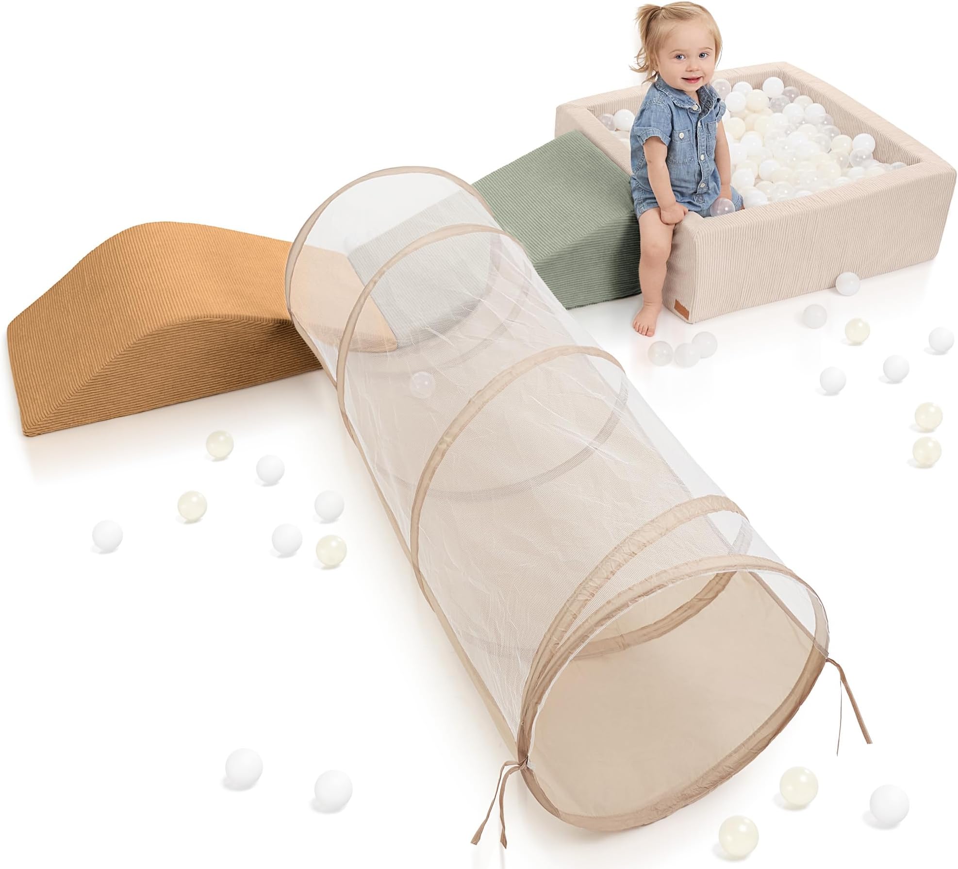 ZICOTOFun Climbing Toy Set for Toddlers Aged 1-3 - Incl. Crawl Through Tunnel and Large Ball Pit for Unlimited Indoor Fun - The Perfect Inside Play Area/Playground for Kids to Safely Learn New Skills