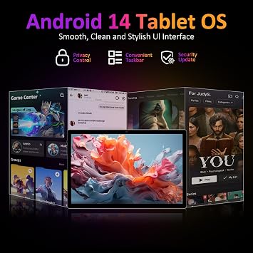 POWMUS Tablets 2025 14 inch Android 14 Tablet, 36GB RAM, 256GB Storage(Expand to 1TB), 2K Display, 8 Core CPU, 11580mAh Battery,4 Speakers, WiFi 5GHz Tablet with Pen Case-Black