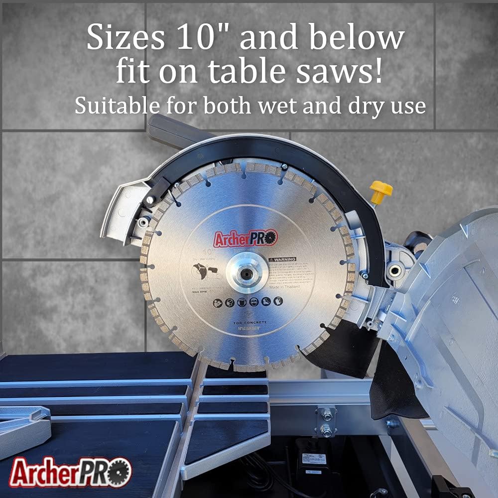 Archer PRO 10" in. Turbo Diamond Saw Blades for Fast Reinforced Concrete Cutting and Cured Concrete Cutting. for Cut-Off saws and Walk-Behind saws up to 13 HP.