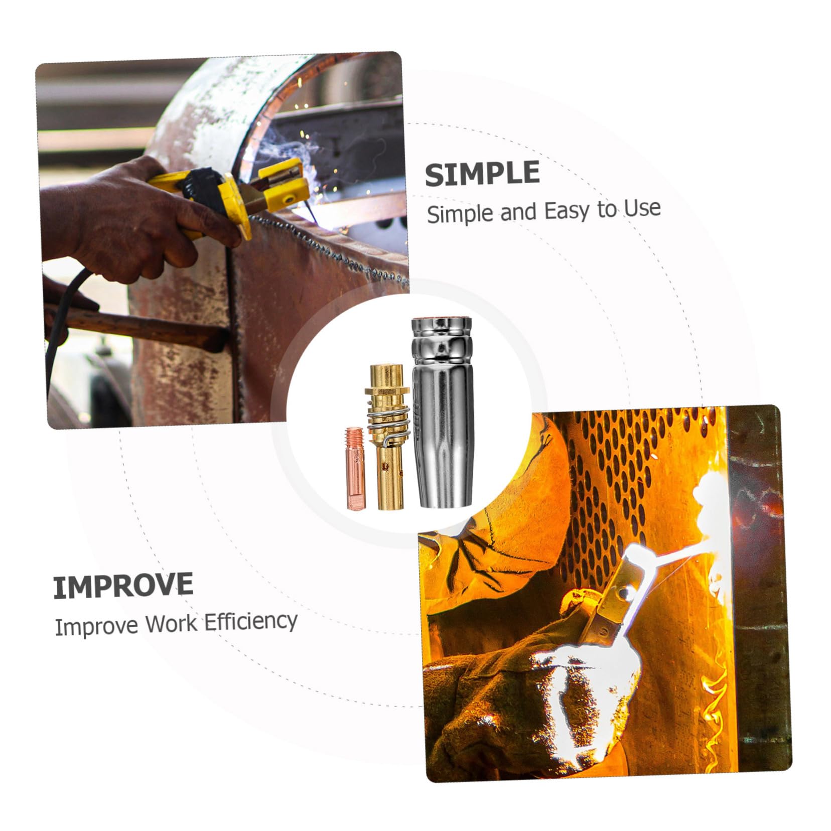 WOONEKY 1 Set Welding Accessories Welding Nozzle Tip Welding Consumables Accessories Welding Nozzle Kit Nozzle Tips Kit Welding Tip Replacement Welder Nozzles Welding Supply Copper