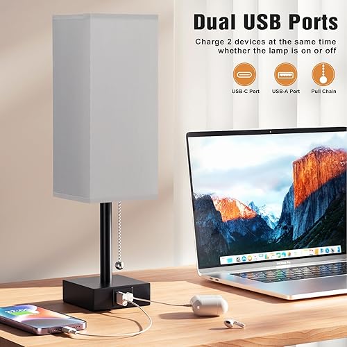 Miniatura 5 de Juego de 2 lámparas de mesita de noche, lámparas de dormitorio blancas + grises con 3 temperaturas de color (3000 K5000 K4000 K), dos lámparas