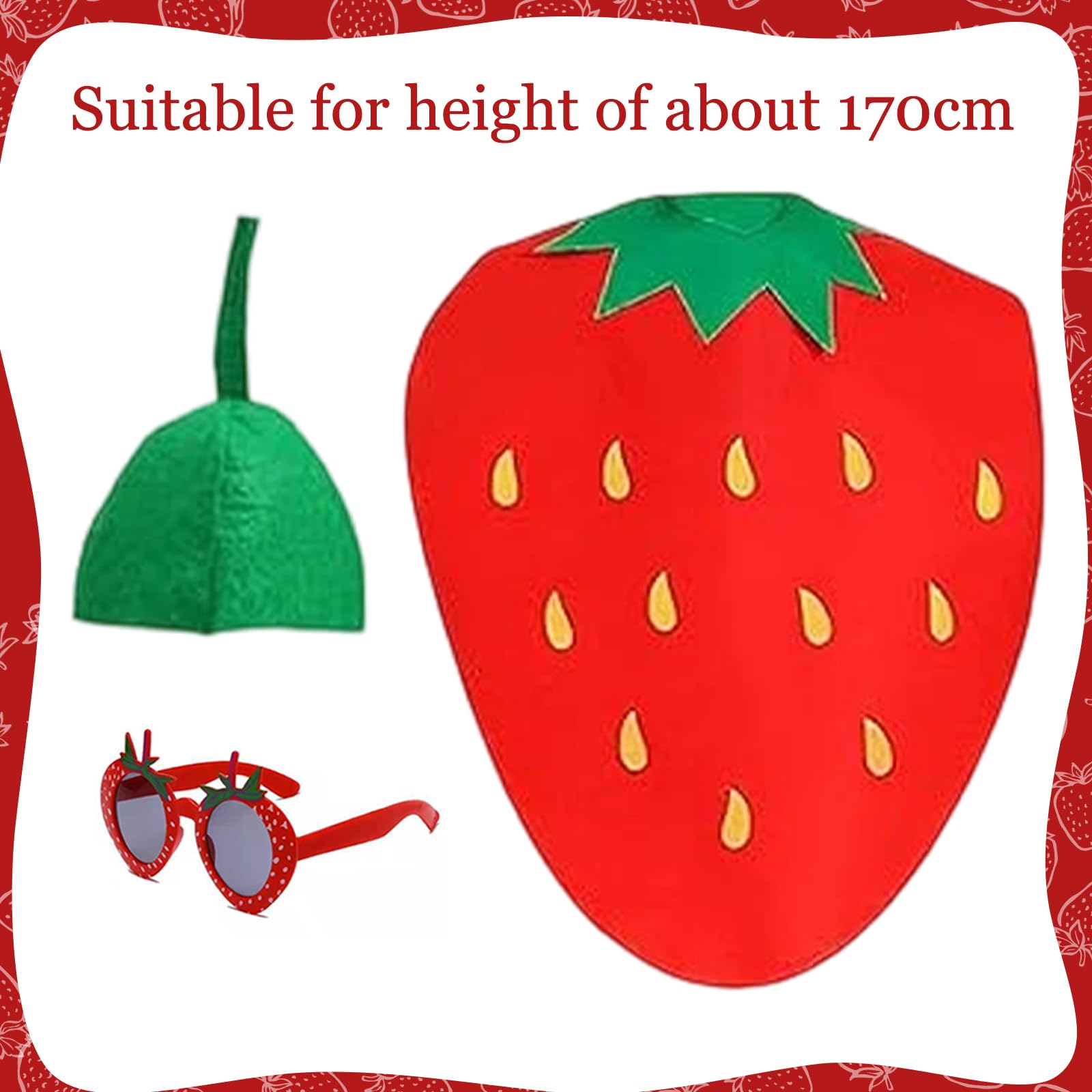 Strawberry Costume for Adults Lightweight & Comfortable Funny Fruit Cosplay Outfit - Image 2