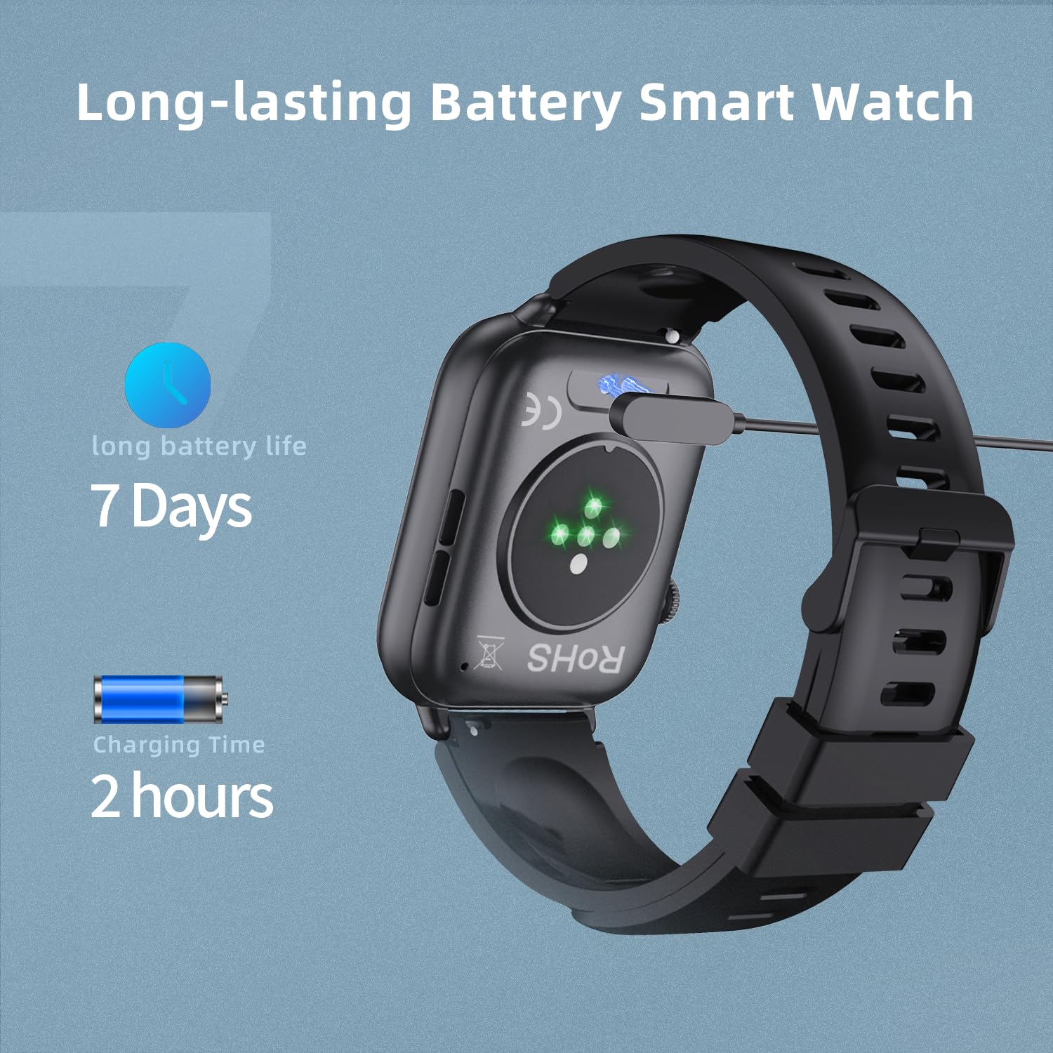 Smartwatch für Herren & Damen, 1,85" HD Touchscreen Smart Watch mit Telefonfunktion, 100+ Sportmodi Sportuhr mit Schrittzähler/Schlafmonitor/Pulsmesser für Android iOS, IP68 Wasserdicht, Schwarz