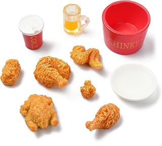 UR URLIFEHALL 60 pcs 12 Styles Resin Fried Chicken Miniature Ornaments 3D Fast Food Figurines for Micro Landscapes Tabletop Room Decor