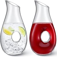 Nuanchu 2-Pack 48oz Pierced Glass Wine Decanters - Clear Carafes for Red Wine Aeration, Water, Juice | Party Gifts