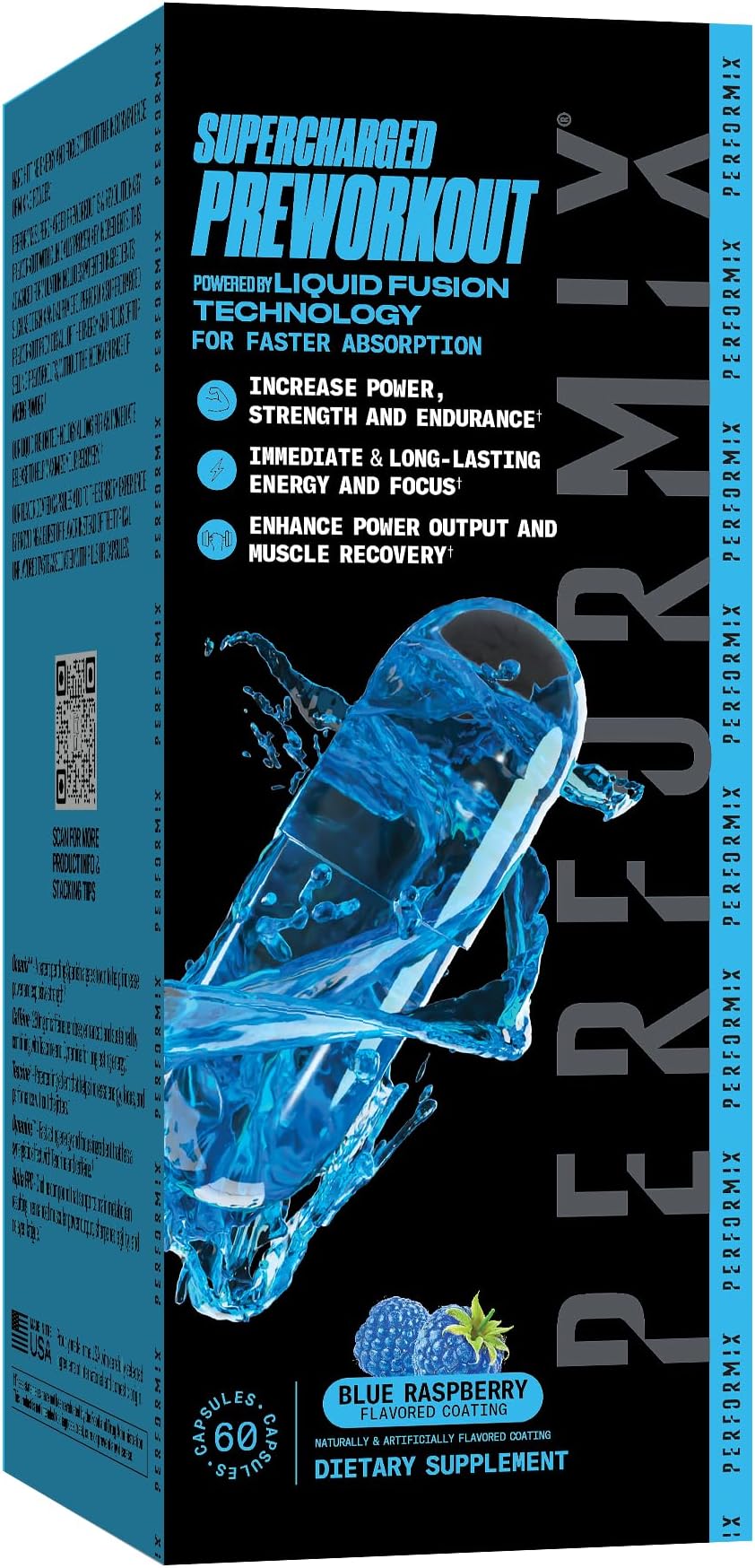 Supercharged Preworkout - Sustained Energy, Endurance, and Focus - Premium Muscle Supporting Oceanix and Alpha GPC for Hardcore Training & Body Building (60 Capsules)