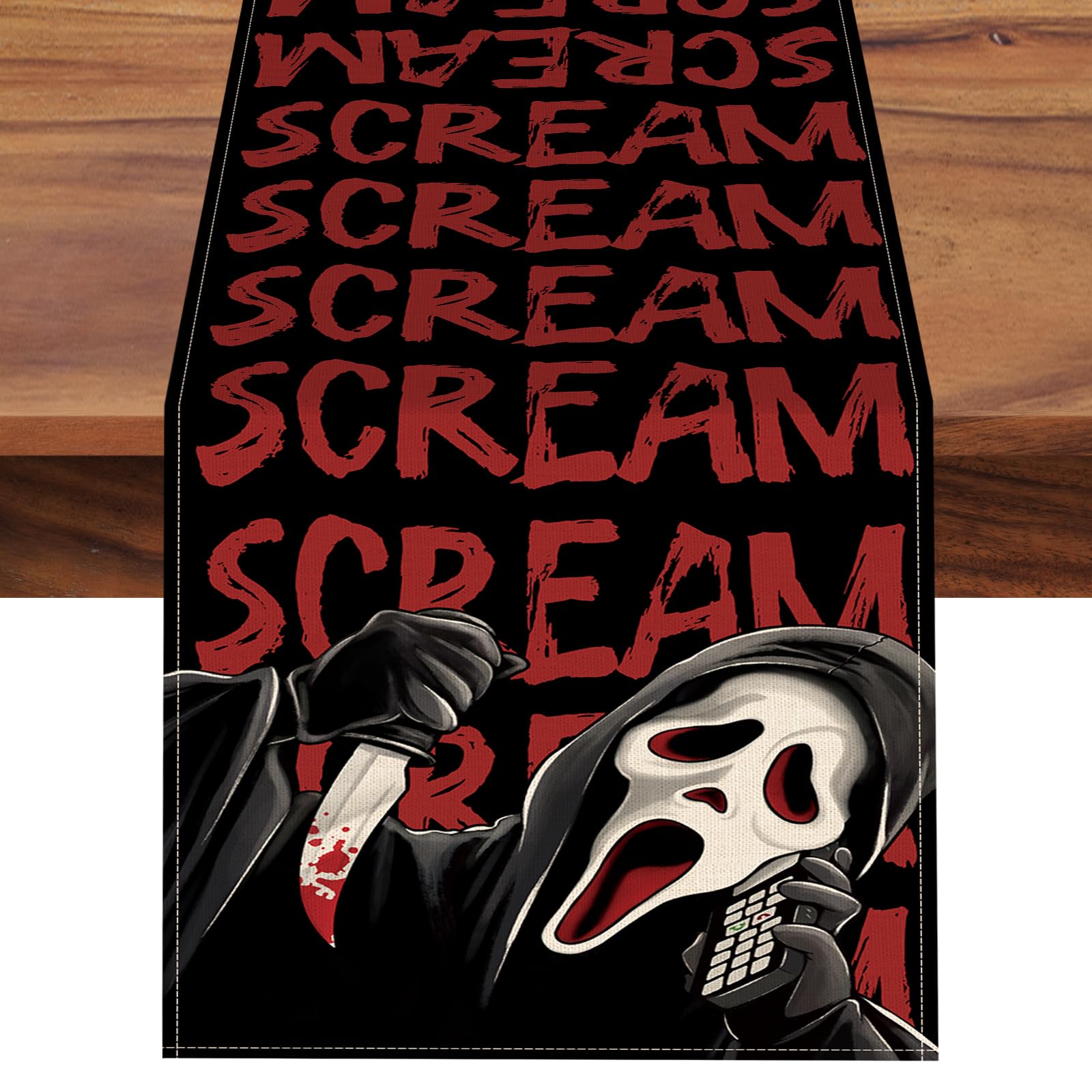 Chemin de table Halloween horreur en toile de jute pour décoration