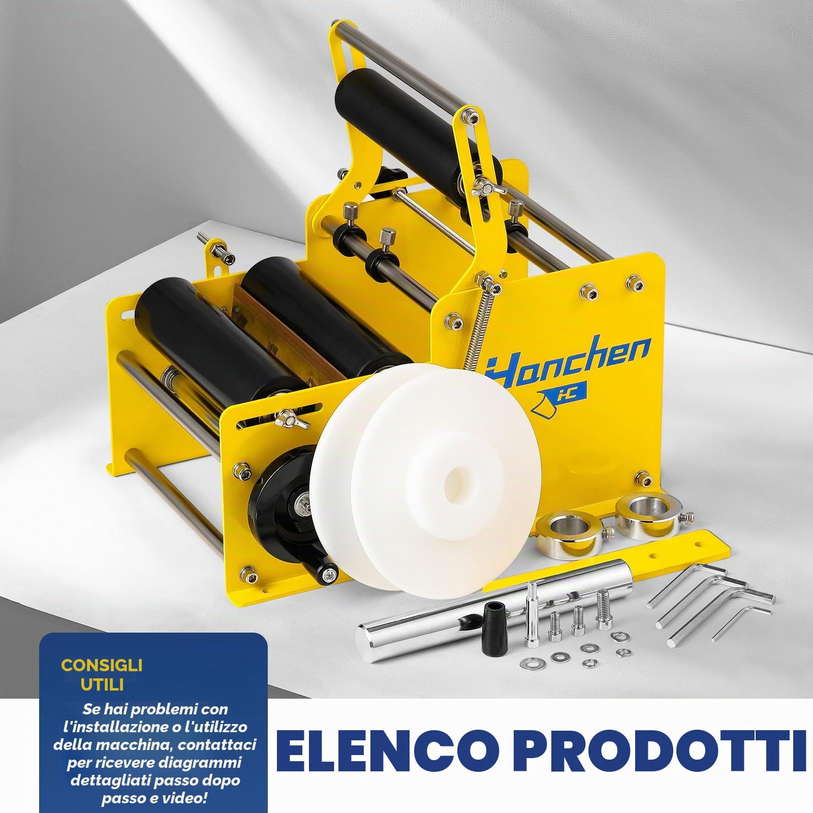 Hanchen Etichettatrice manuale per bottiglie rotonde Etichettatrice Etichettatrice Applicatore di etichette MT-30 per larghezza 10-110 mm Lunghezza Etichetta 10-300 mm (con manico)