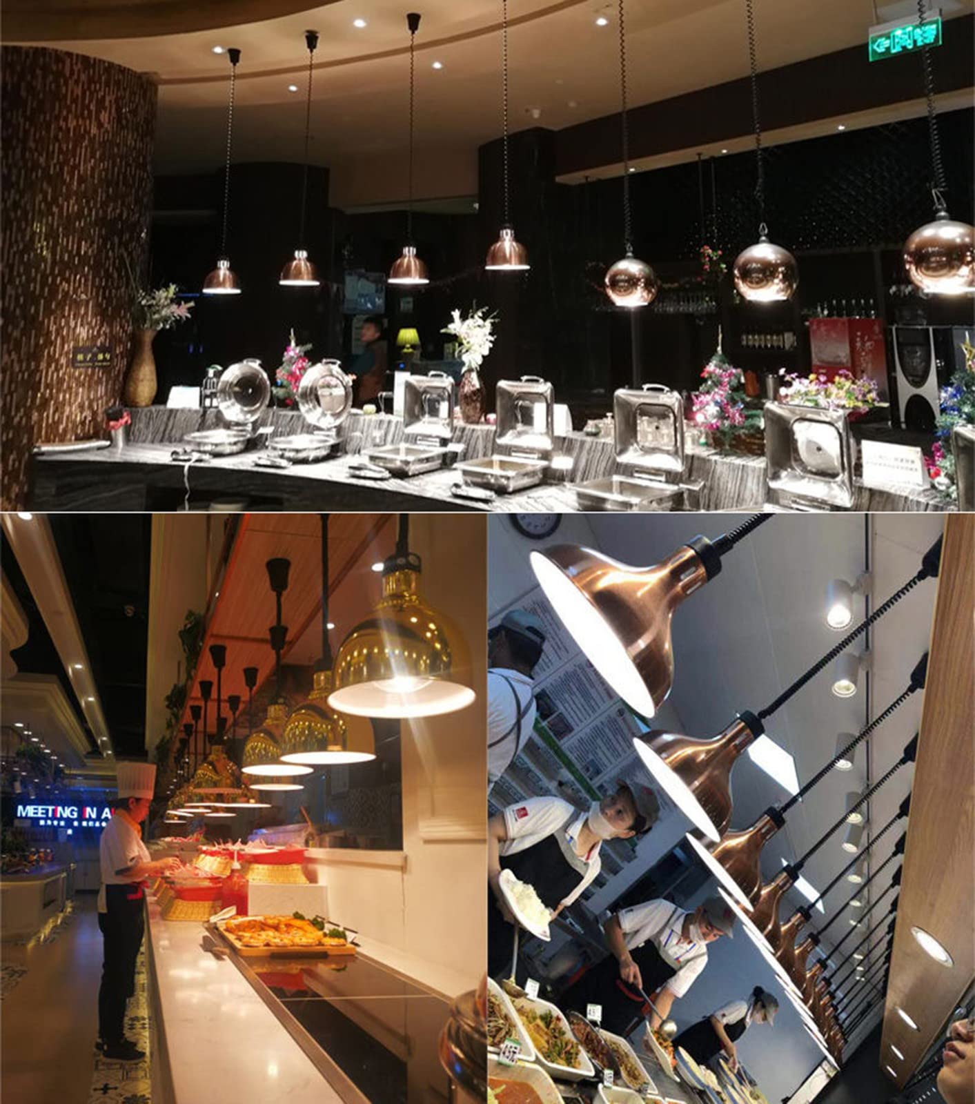 Buffet Lebensmittel Wärmelampe Speisenwärmer, Edelstahl-Pendelleuchten für Restaurants, Systemgastronomie Ausrüstung, Multifunktion, Ideal für Pommes Frites und Brathähnchen