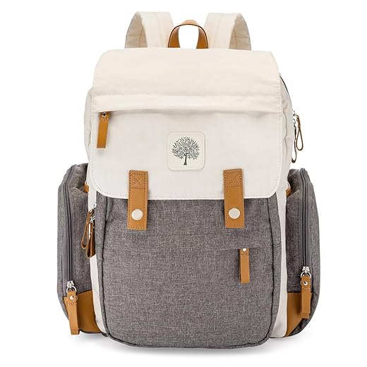Parker Baby Diaper Backpack - Large Diaper Bag with Insulated Pockets, Stroller Straps and Changing Pad -"Birch Bag" - Gray