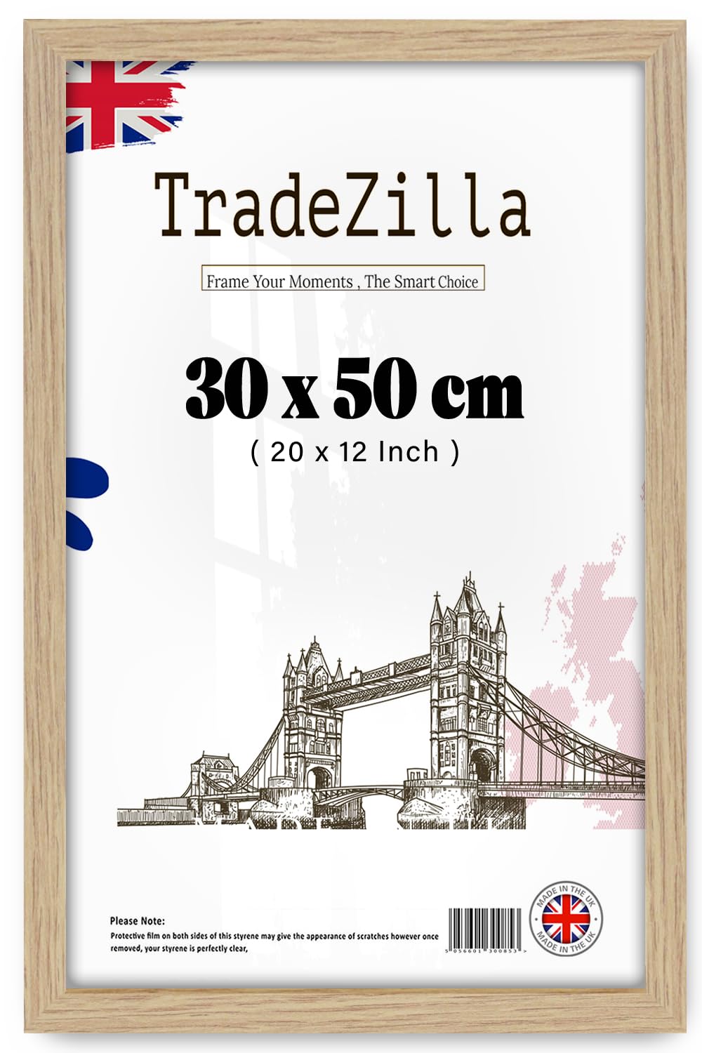 TradeZilla | Eton Wood Art Frame (30 x 50 CM) MDF Poster Frame for Home & Office Wall Décor, Classic Wood Finish, Ideal for Posters & Professional Display [ Oak ]
