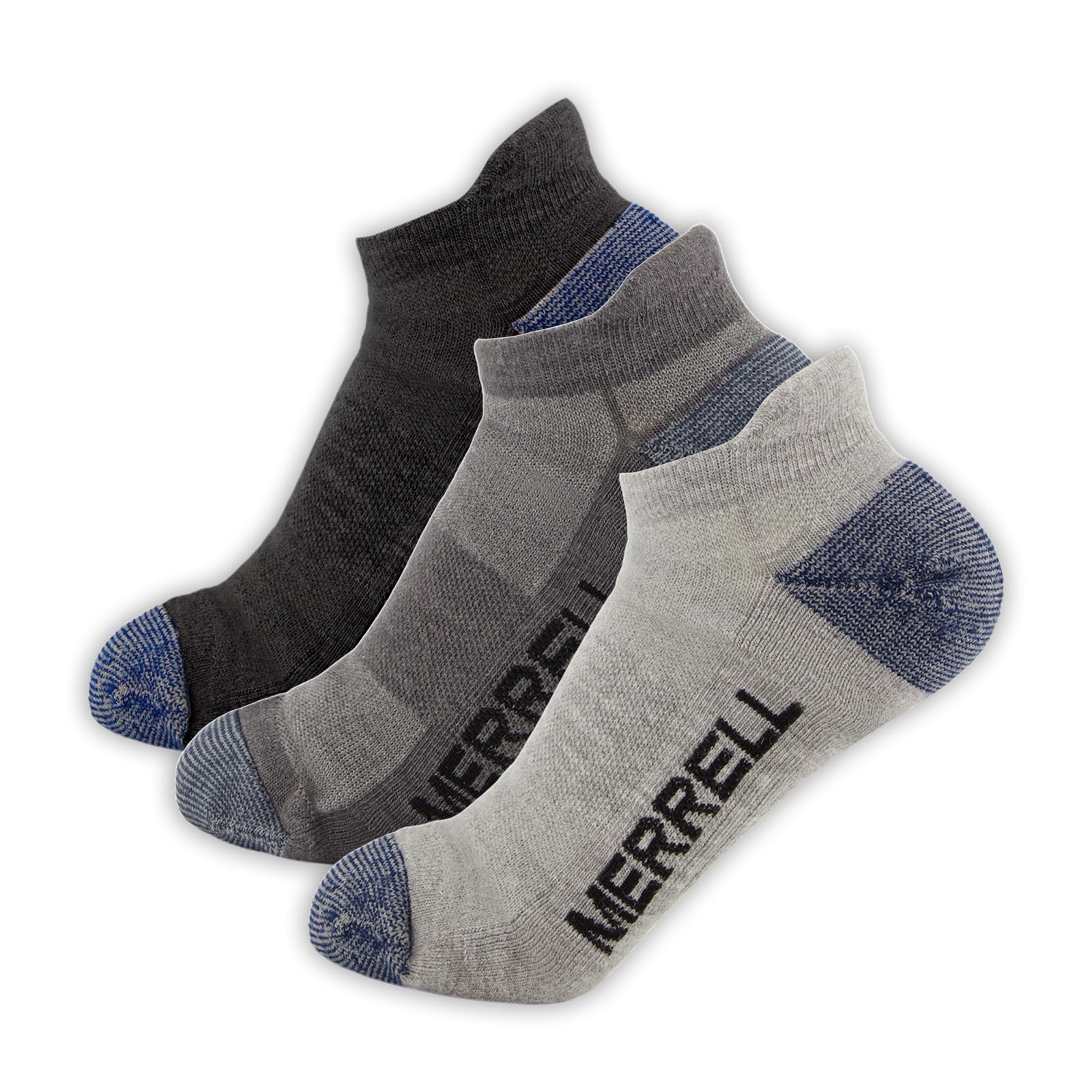 Merrell Trekker Outdoor Low Cut Socks, Wool Blend Hiking & Walking Socks, Arch Support, Charcoal Heather, Large-Extra Large, 3 Pack