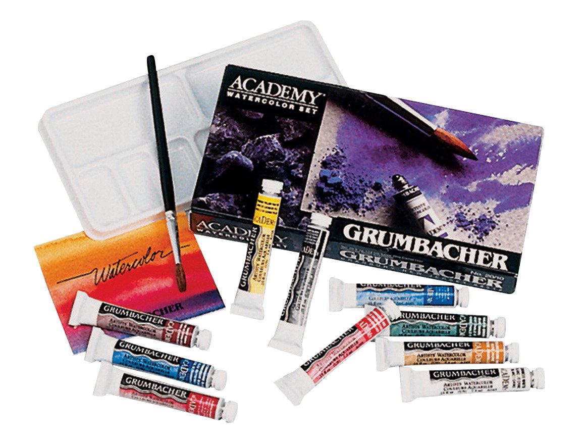 GrumbacherAcademy Watercolor Paint, 7.5ml/0.25 oz. Tube, 10-Color Set