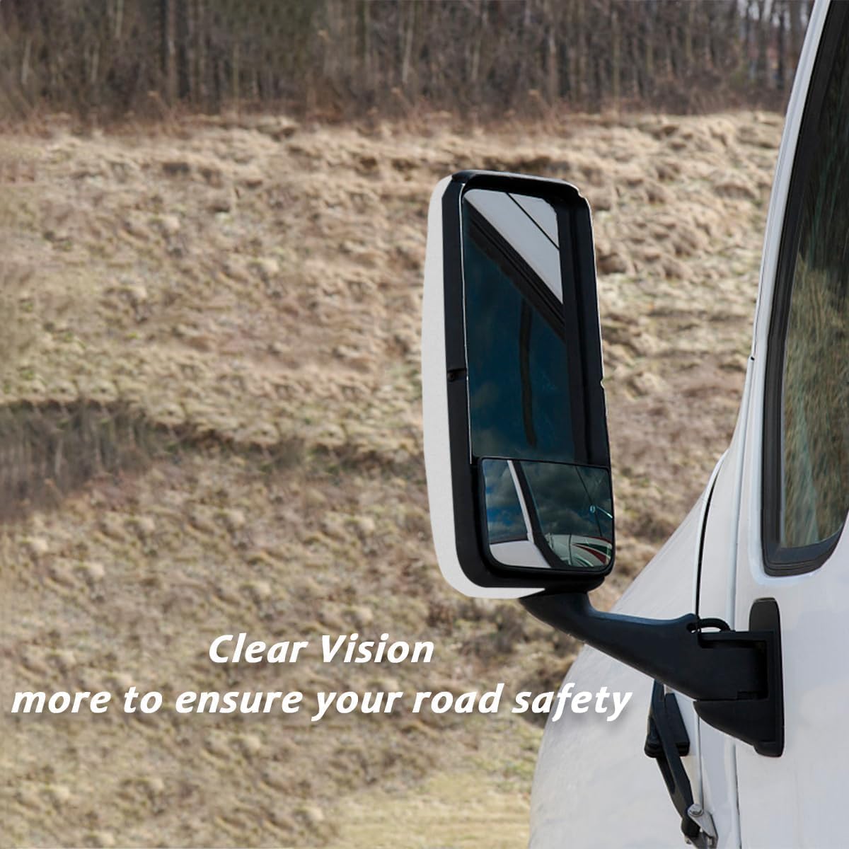 Left Chrome Door Mirror for 2018+ FREIGHTLINER CASCADIA, Heated & Motorized Door Mirror Assembly for FREIGHTLINER CASCADIA