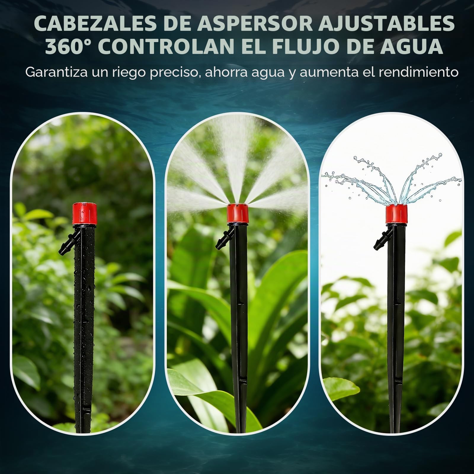 Sistema de riego automático con cubo plegable 50L y bomba de 25W | Con 8 boquillas de goteo y modos automático o manual, ideal para jardín, patio, invernadero y plantas
