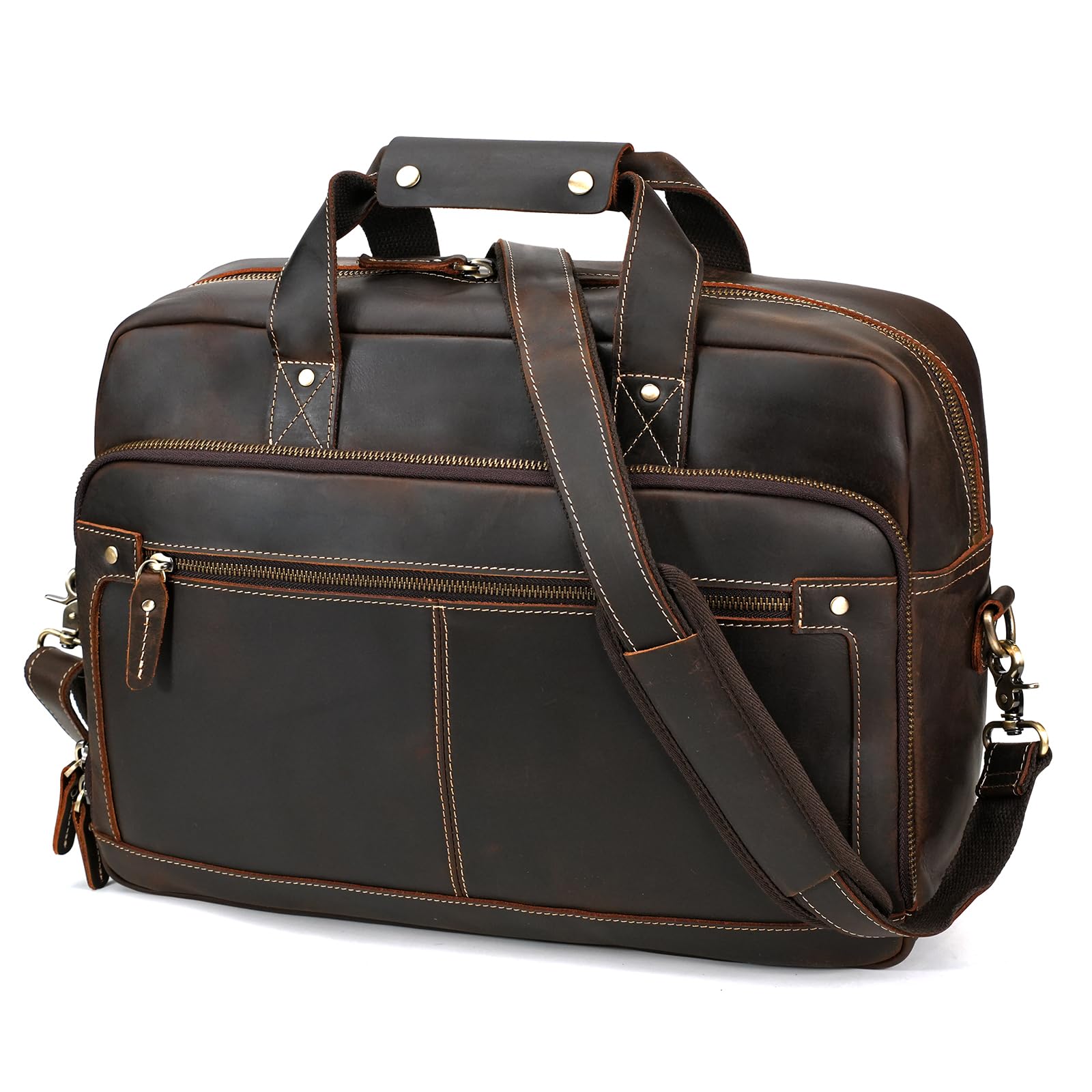 Cartella in pelle pieno fiore per uomo, borsa messenger per laptop da 17