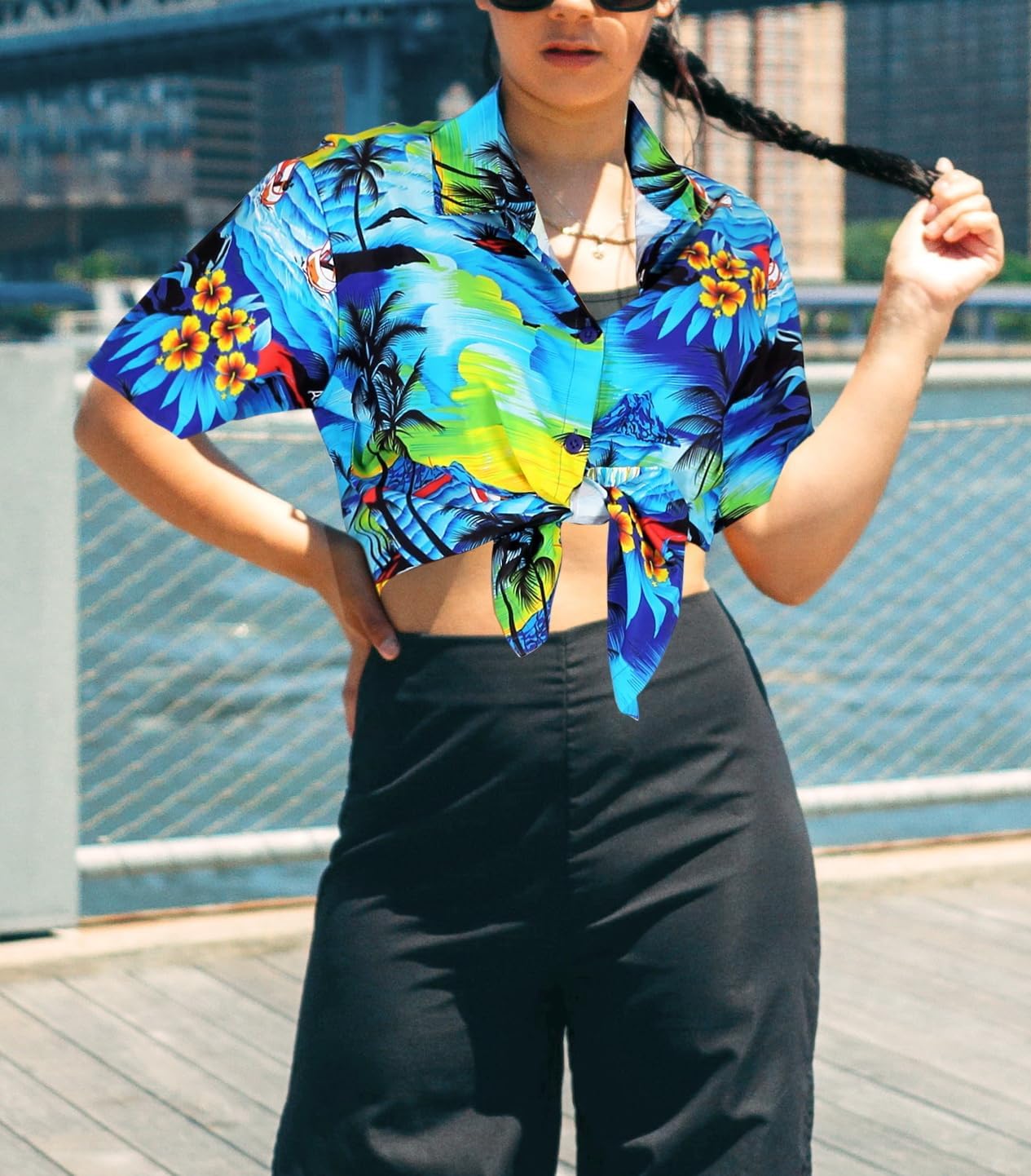 LA LEELA Women's Short Sleeve Hawaiian Blouse Shirt - Image 5