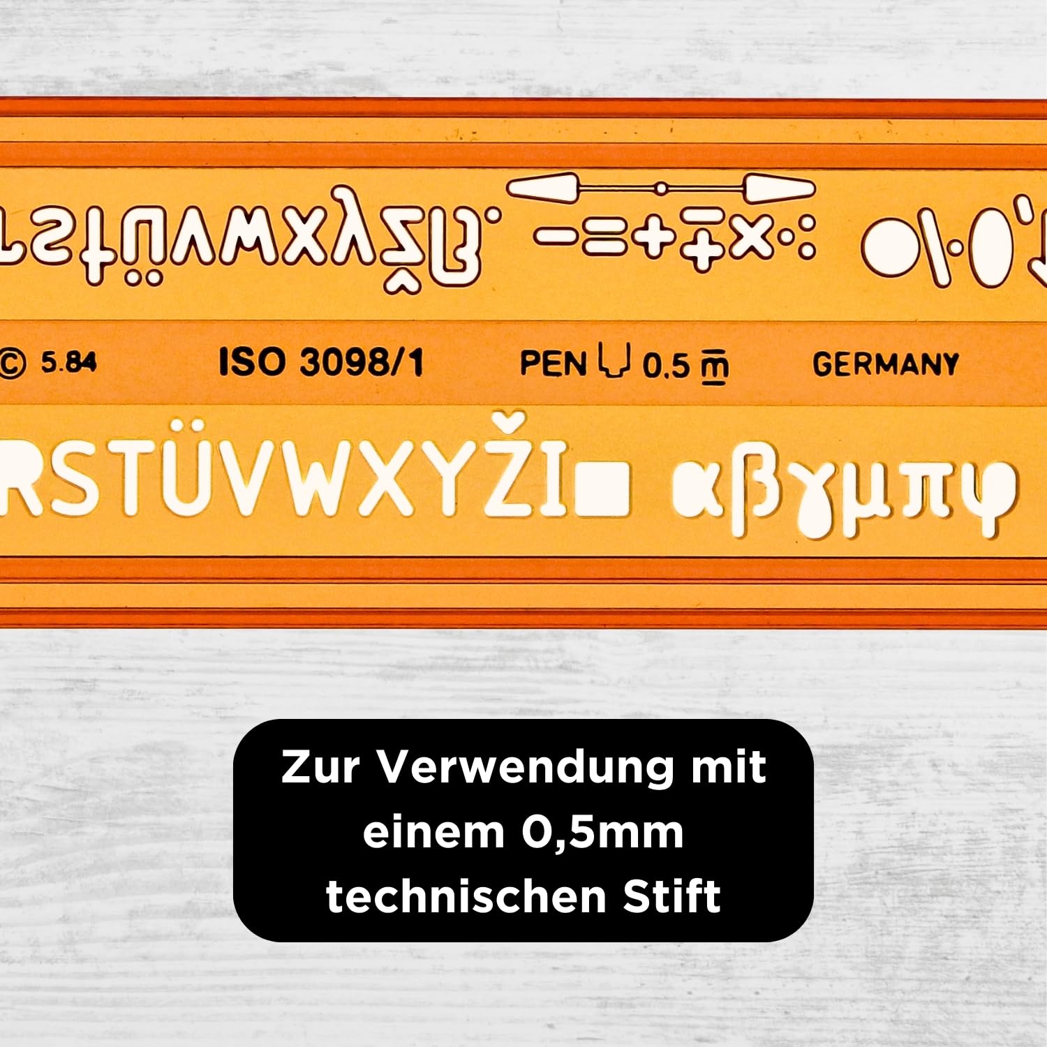 5mm Schriftschablone - Normschriftschablone 5mm - Schriftschablone Technisches Zeichnen - Schrift Schablone 5 mm - Isonorm Gerade Mittelschrift Schablone