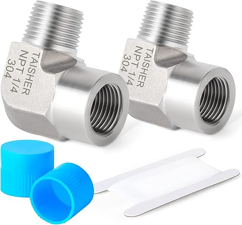 TAISHER 2 Uds 304 acero inoxidable 90 grados Barstock Street codo, 14 pulgada NPT macho tubo a 14 pulgada NPT hembra 304 montaje de tubería