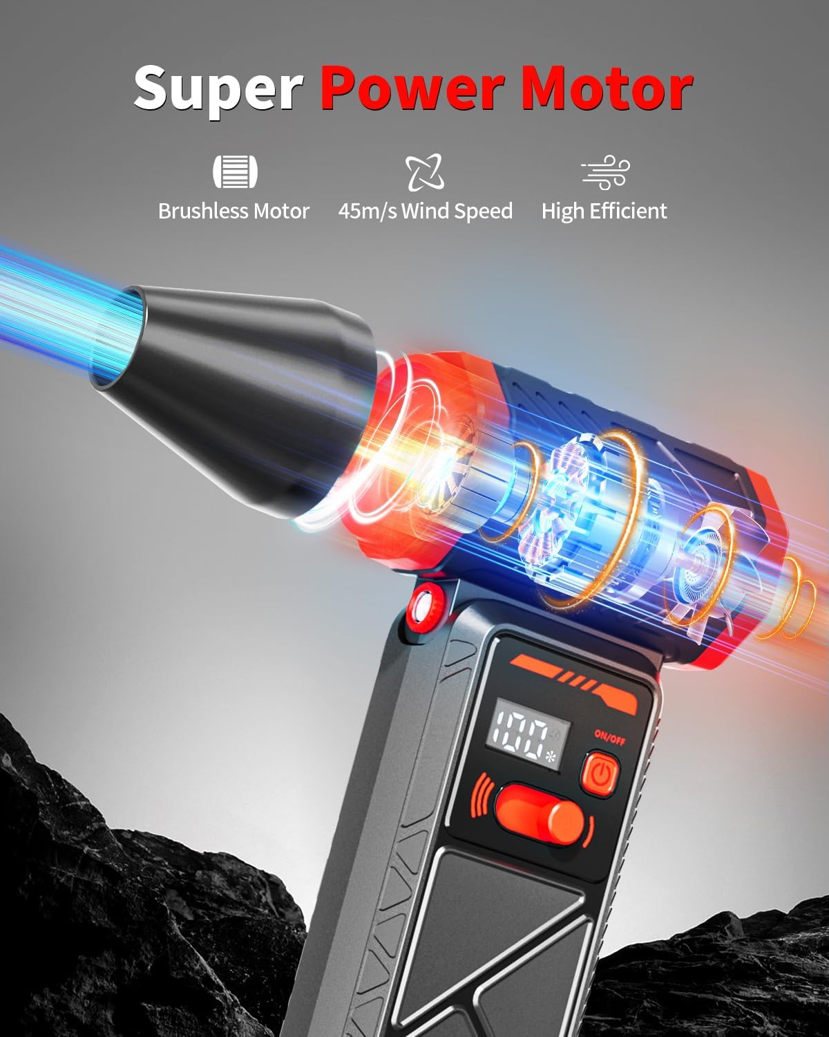 Compressed Air Duster, 150000RPM Electric Air Duster with 8000mAh Rechargeable Battery, Stepless Speed, 90° Adjustable Nozzle & LED Light, Cordless Mini Air Blower for Pc, Keyboard, Car, Home,Outdoor