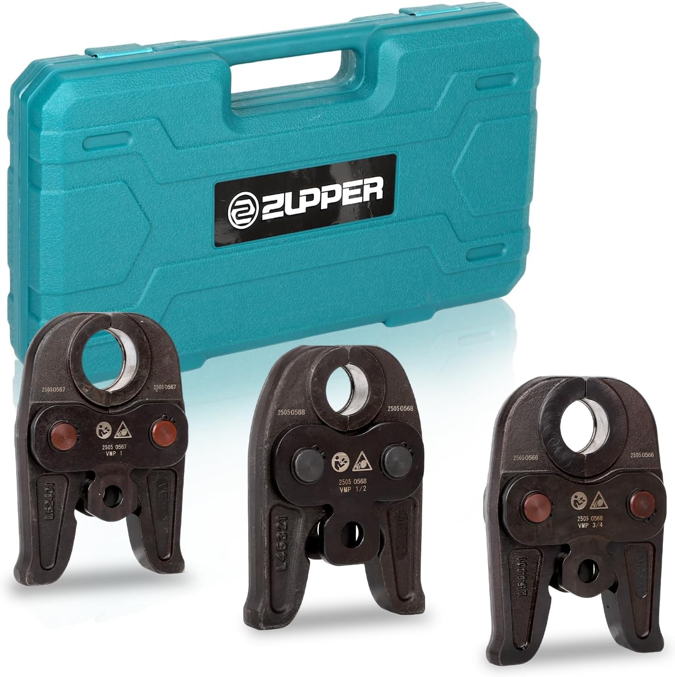 ZUPPER 3PCS Press Jaws Kit with 1/2" to 1" for Carbon Steel Pipes Compatible with Standard Press Tools Hydraulic Pressing Tools