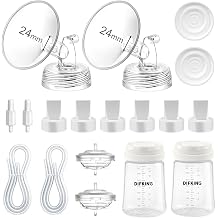 Breast Pump Compatible with Spectra S1 S2 9 Plus, Full Replacement Kit Include 24mm Flange,Duckbill Valve,Backflow Protector,Tubing and Bottle,Non-Spcetra Original