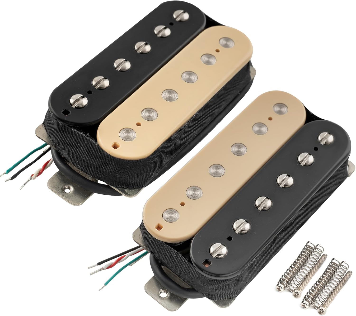 Artec HBA115 Alnico 5 Uncovered Standard Humbucker Electric Guitar Neck Bridge Pickup Set, Zebra