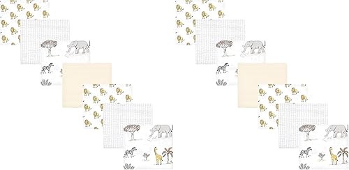 Miniatura 31 de Hudson Baby Paquete de 7 mantas receptoras unisex de franela de algodón para bebé, Dino Friends, talla única Abeja,Azul Verde Dino,Azul