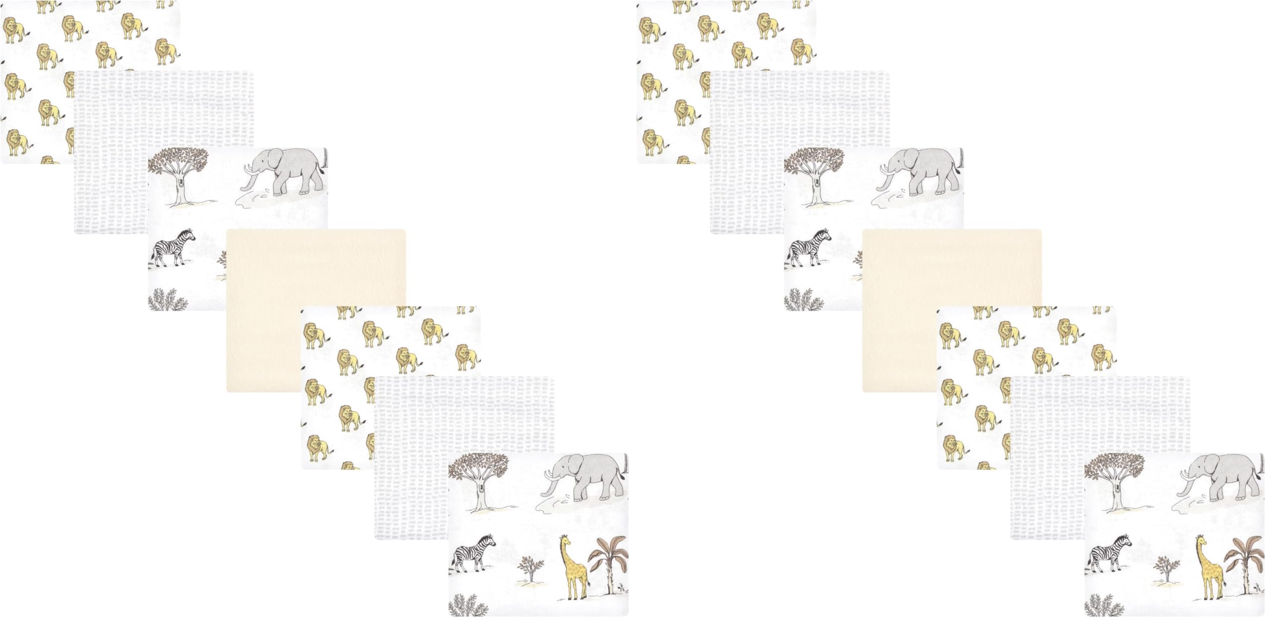 Hudson Baby Unisex Baby Cotton Flannel Receiving Blankets Bundle, Neutral Safari World, One Size (Pack of 2)
