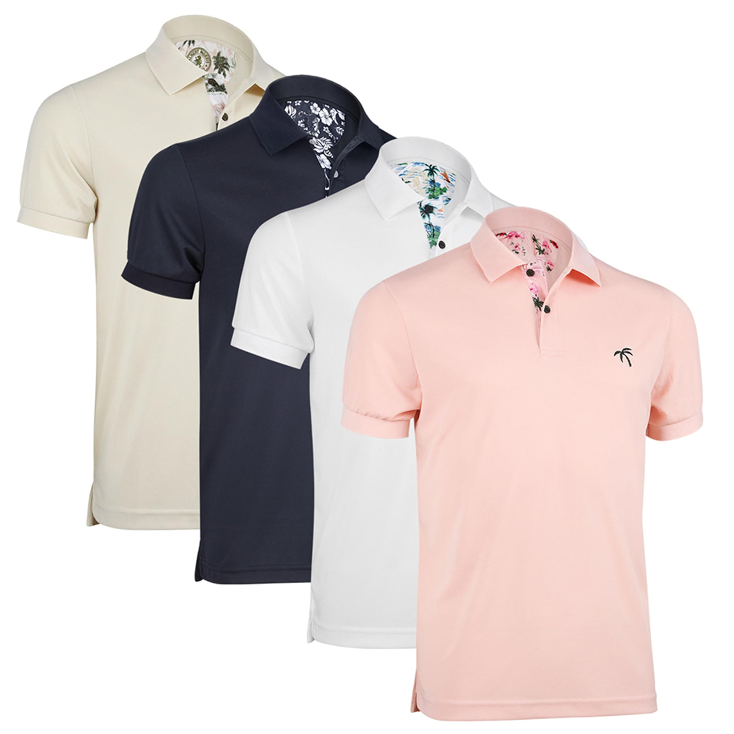 Albert Morris Men's Performance Polo Shirt – Moisture-Wicking, UV Protection, Quick-Dry Fabric, 4-Pack