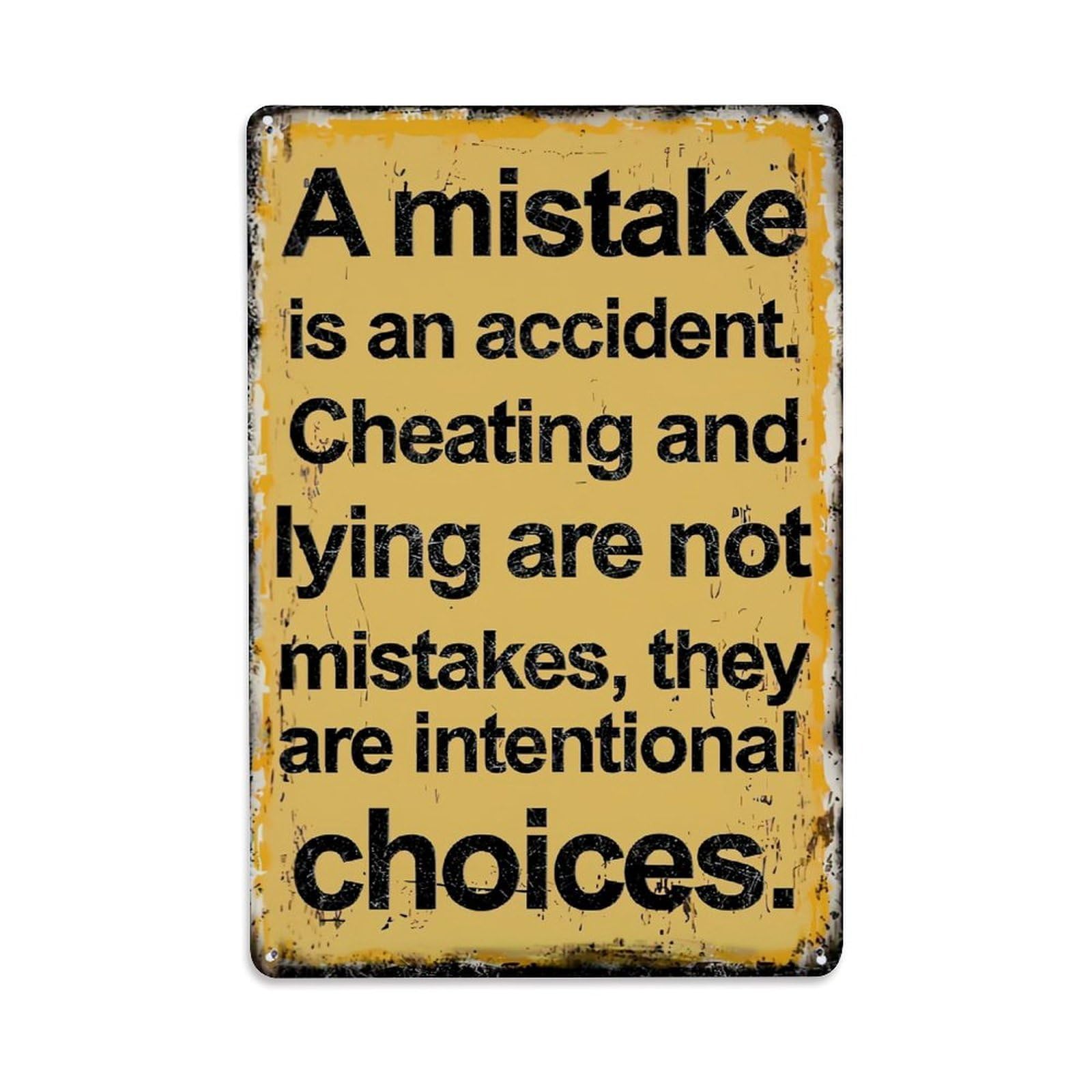 Jdfenggu Vintage Mistake Accident Cheating Lying Choices Retro Metal Tin Sign, Metal Poster For Bar, Home, Man Cave, Kitchen, Laundry Room Art Decor 8X12 Inch